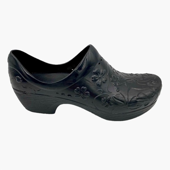 Dansko Shoes - Dansko Pixie Black Floral Embossed Clogs Rubber EVA Slip Resist US 11.5-12 EU 42